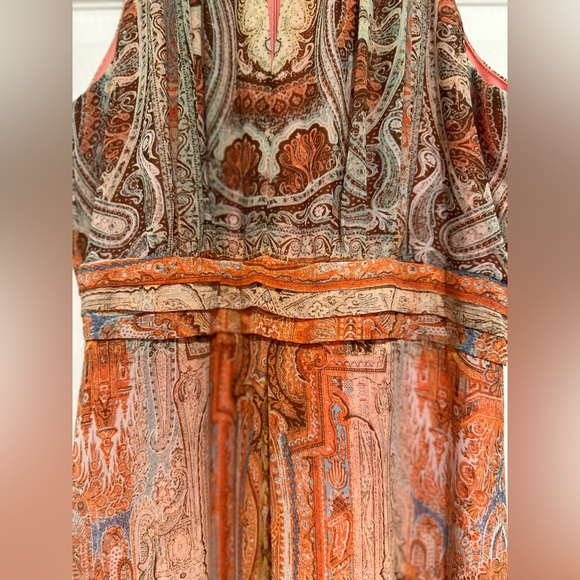 Soho Apparel Boho Maxi Dress Size 8 Orange Paisley Sleeveless - Picture 13 of 13